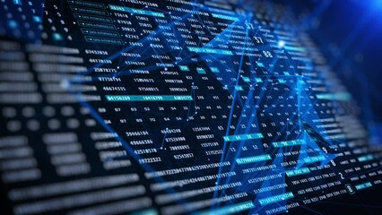 Leinwandbilder - HUD Technology Futuristic Digital Decimal Encoder Data Sampling Simulation Smart Concept.
UI Statistic Stream Line Information Status 4K Motion Background.