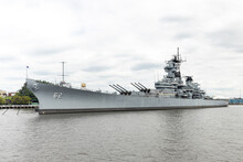 The Battleship New Jersey Museum And Memorial, As Seen From The Delaware River, USA