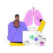Medicine for bronchial asthma abstract concept vector illustration. Chronic pulmonary disease symptoms and treatment, breathing attack, inhalation for bronchitis, allergy cough abstract metaphor.