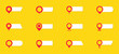 Map pointers icon set. Location icons or geolocations. Vector design element set. Pointer icon pin on the map with space for text. Vector illustration