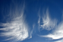 Abrupt Wind Direction Change Reflected In Cirrus Clouds. These Wispy Clouds Are Call Mare’s Tails 