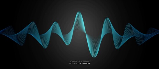 Wall Mural - Abstract neon color sine wave design. Texture of glowing, smooth lines.. Poster for music, technology, artificial intelligence, social networks. 3d pulse. Mathematical sciences. Vector illustration