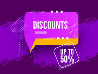 Canvas Print - discounts up to 50% sign, logo vector illustration 