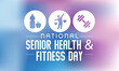 © Waseem Ali Khan - Senior health and fitness day is observed every year on last Wednesday in May. The common goal of this day is to help senior people stay fit and healthy. Vector illustration