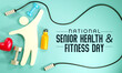 Senior health and fitness day is observed every year on last Wednesday in May. The common goal of this day is to help senior people stay fit and healthy. 3D Rendering
