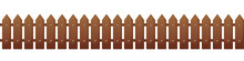 Seamless Brown Fence. Vector Clipart Isolated On White Background.