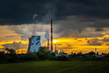 Fototapeta Miasto - Heat and power plant chimneys in Krakow, Poland