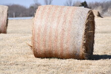 Hay Bale With American Flag Pattern