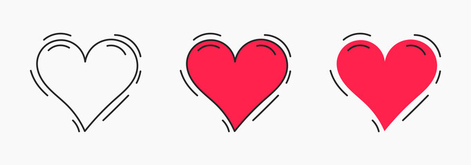 Wall Mural - beating hearts icons set.