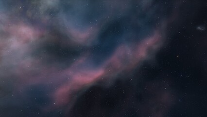 nebula gas cloud in deep outer space, science fiction illustrarion, colorful space background with stars 3d render