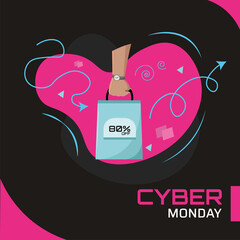 Wall Mural - Colored cyber monday poster Sale promotion Vector