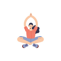 Sticker - young woman doing lotus position