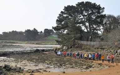 Group of senior hikers in Brittany-France