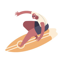 Wall Mural - bald man surfing