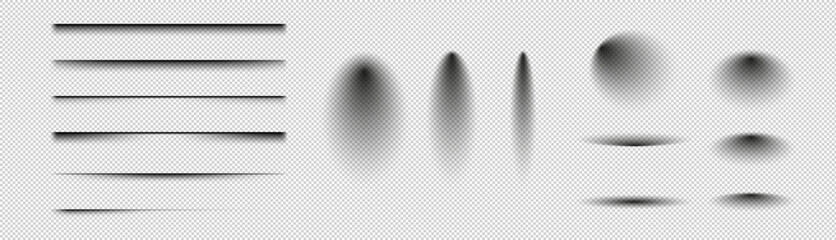 Realistic shadow effect vector set. Vector illustration.