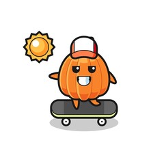 Sticker - pumpkin character illustration ride a skateboard