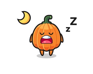 Sticker - pumpkin character illustration sleeping at night