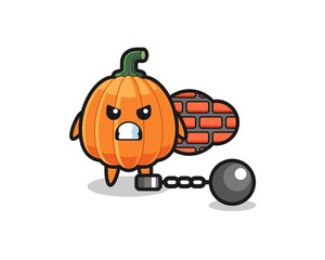 Sticker - Character mascot of pumpkin as a prisoner