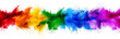 Leinwandbild Motiv colorful rainbow holi paint color powder explosion garland banner line isolated white wide panorama background. peace rgb beautiful party concept