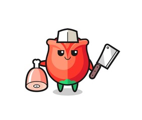 Sticker - Illustration of rose character as a butcher