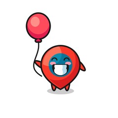 Wall Mural - location symbol mascot illustration is playing balloon