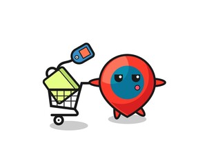 Sticker - location symbol illustration cartoon with a shopping cart