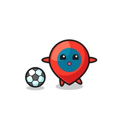 Sticker - Illustration of location symbol cartoon is playing soccer