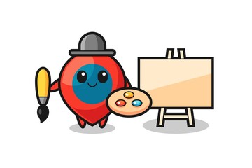 Wall Mural - Illustration of location symbol mascot as a painter