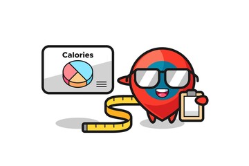 Sticker - Illustration of location symbol mascot as a dietitian