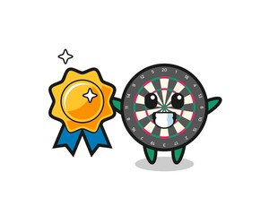 Sticker - dart board mascot illustration holding a golden badge