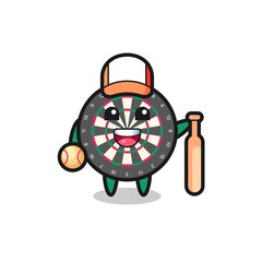 Wall Mural - Cartoon character of dart board as a baseball player