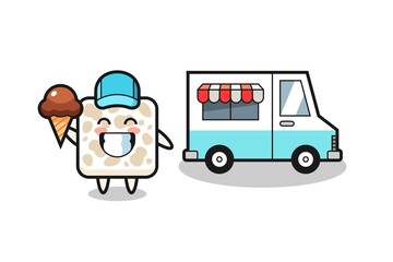 Canvas Print - Mascot cartoon of tempeh with ice cream truck