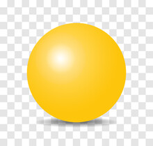 Shiny Yellow Ball Sphere On Transparent Background.