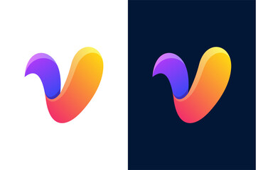 Sticker - Abstract letter V logo template