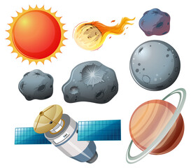 Wall Mural - set of space planets on white background