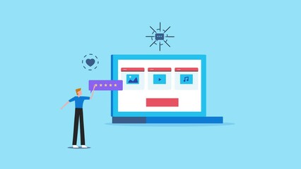 Wall Mural - user generated content - ugc concept. online users publish content on internet, social media, blog, 