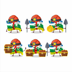 Wall Mural - miners african republic flag cute mascot character wearing helmet