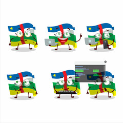 Sticker - African republic flag Programmer cute cartoon character with