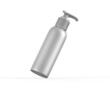 Blank metallic cosmetic bottle with pump dispenser for branding, Cosmetic bottle with pump mockup on isolated white background, 3d render illustration