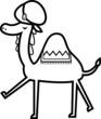 Camel with saddlery cartoon drawing for coloring book