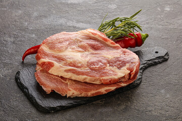 Raw pork meat neck steak