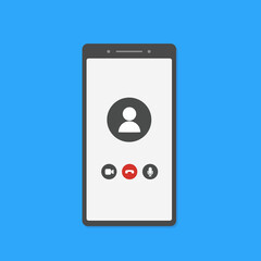 Wall Mural - videocall interface on smartphone. online webinar or video conference screen ui. vector concept vide