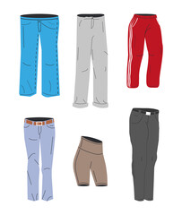 Canvas Print - Set of Woman Trousers, Pants, Joggers and Shorts