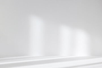 Leinwandbilder - Abstract white studio background for product presentation. Empty room with shadows of window. Display product with blurred backdrop. Soft focus