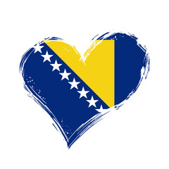 Wall Mural - Bosnia Herzegovinan flag heart-shaped grunge background. Vector illustration.