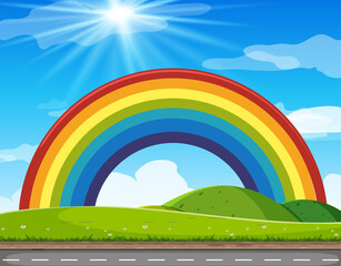 Wall Mural - rainbow in bright blue sky
