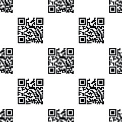 Seamless pattern of blank QR code layouts for scanning on a white isolated background. Illustration