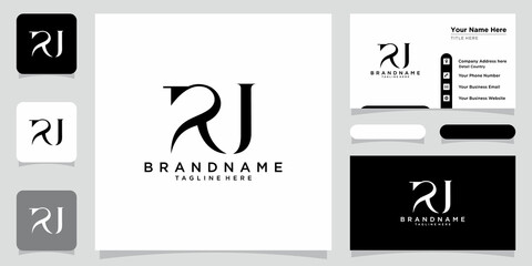 Wall Mural - RJ Letter Logo Design Template Vector with business card design