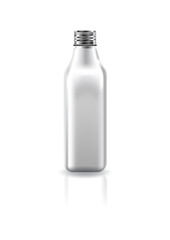 Wall Mural - Blank white clear square cosmetic bottle with silver screw lid for beauty product mockup template.