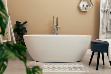 Sticker - Cozy bathroom interior with stylish ceramic tub